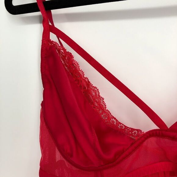 VICTORIA’S SECRET Red Open Back Babydoll Sheer Mesh - Picture 4 of 8